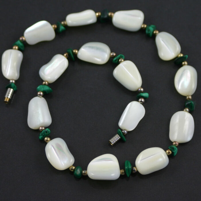 White agate and malachite necklace circa 1950s jewellery