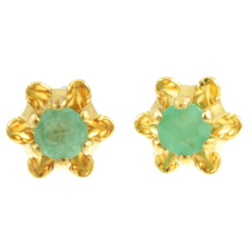 Emerald stud earrings - front view