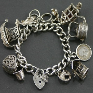 Silver-Charm-Bracelet - 1950s jewellery