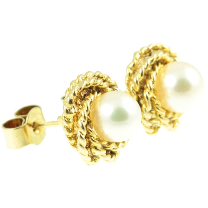 18ct gold Pearl Earrings - side view