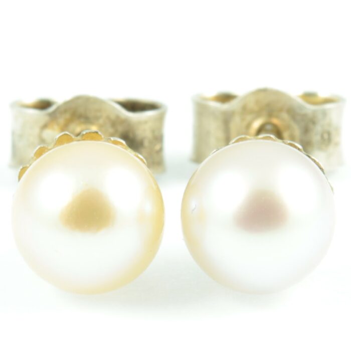 Sterling Silver Pearl Earrings - front view