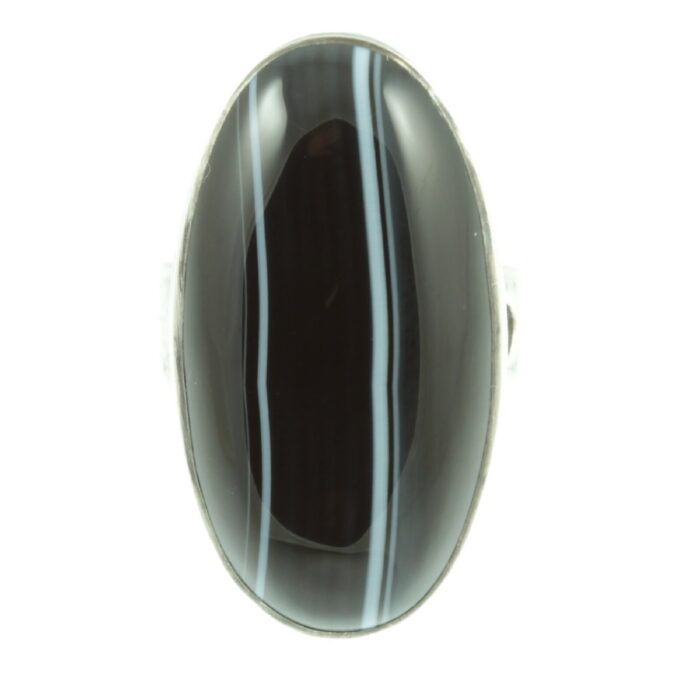 1940s agate silver ring - front view