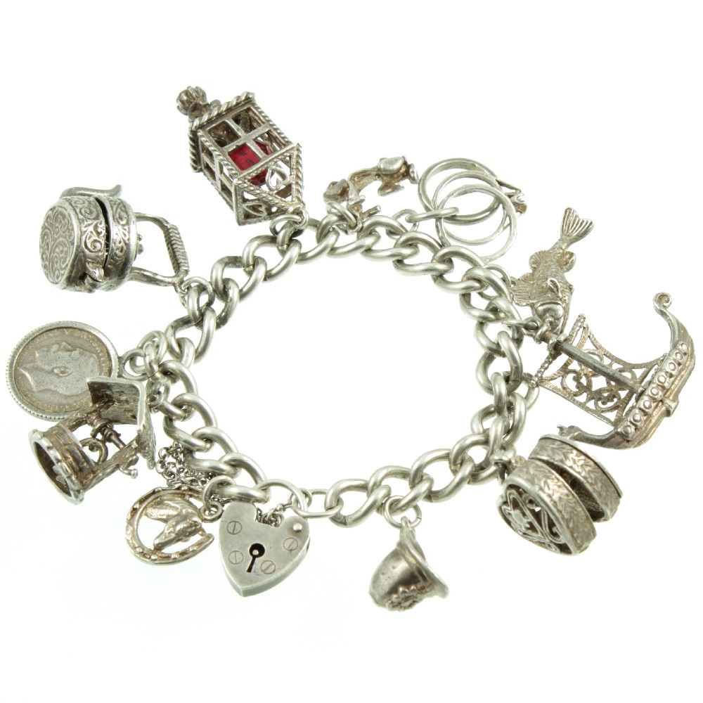 ULTIMATE Travel Charm Bracelet Silver c. 1960 – Bavier Brook Antique Jewelry