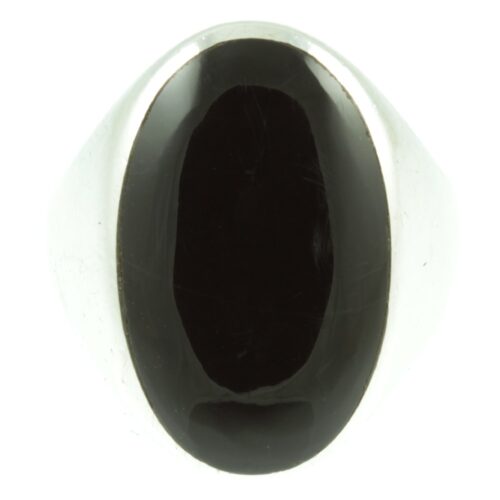 1950s onyx silver ring - front view