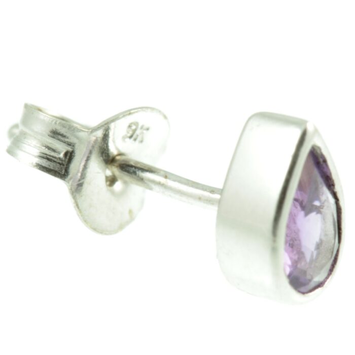 Amethyst and White Gold Earrings - side view