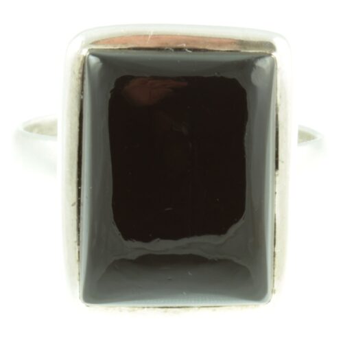 Black Onyx sterling silver ring - front view