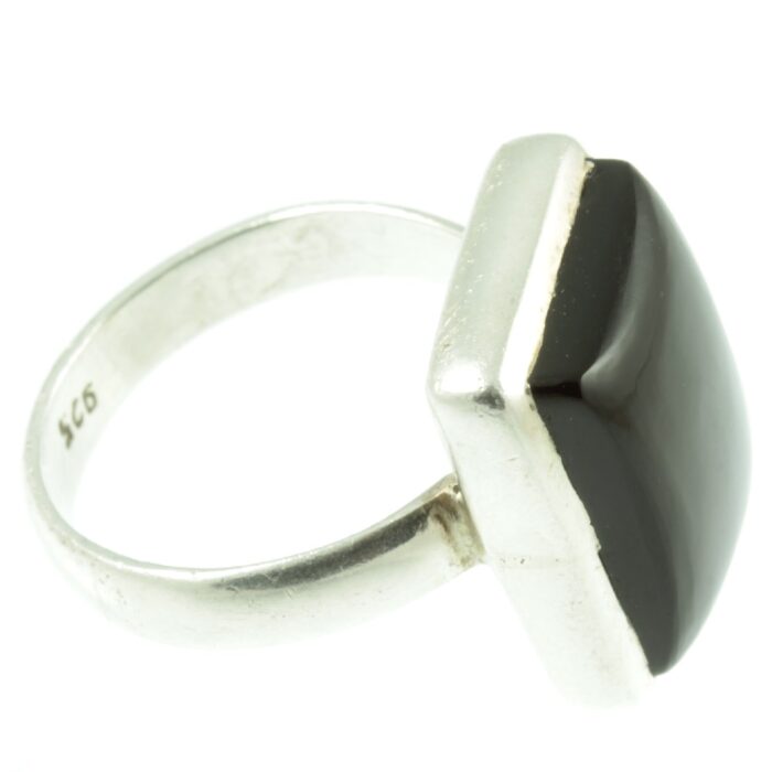 Black Onyx sterling silver ring - side view