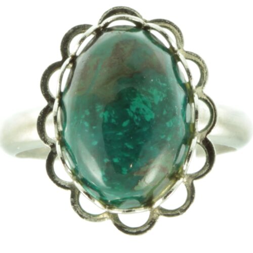 Green Jasper silver ring - front view