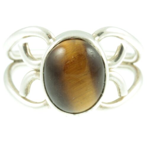 Tigers eye silver ring - front view