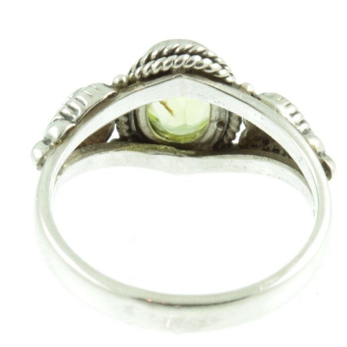 Peridot and sterling silver ring - inside view