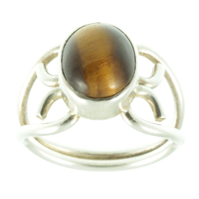 Tigers eye silver ring - top view