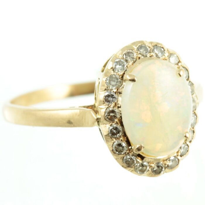 18ct gold opal and diamond ring - side view