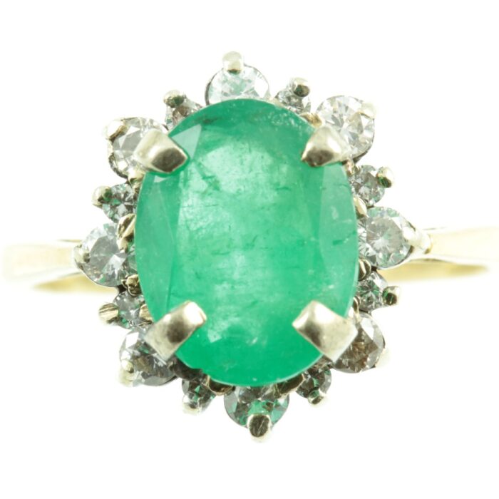 Art Deco Emerald and diamond ring - front view