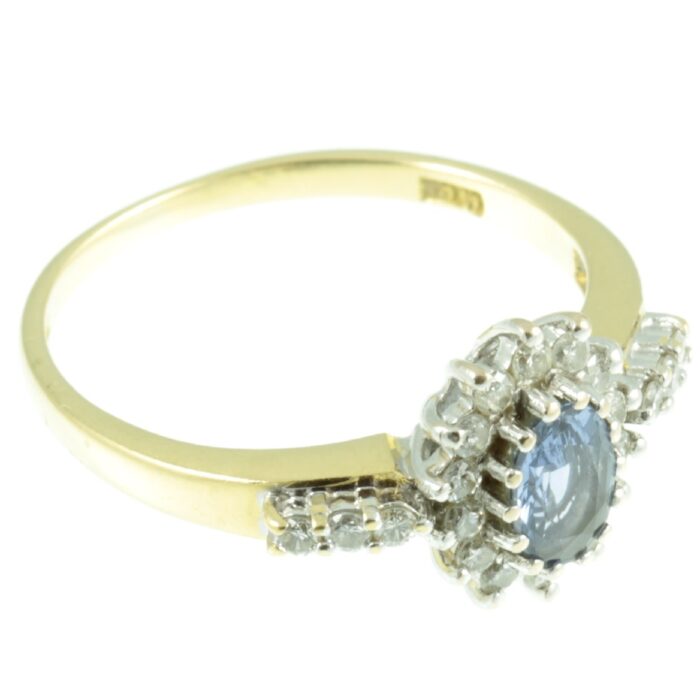 Ceylon Sapphire and diamond ring - side view