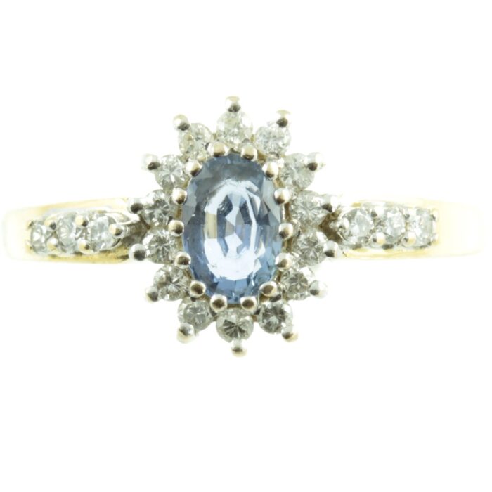 Ceylon Sapphire and diamond ring - front view
