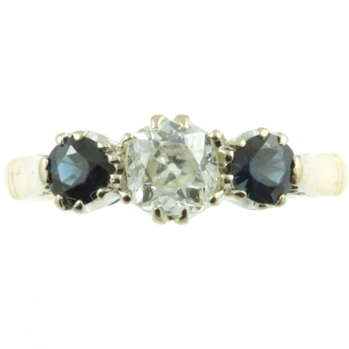 Diamond and sapphire ring - front view