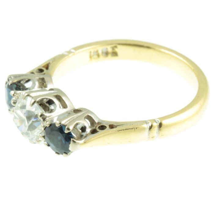 Diamond and sapphire ring - side view