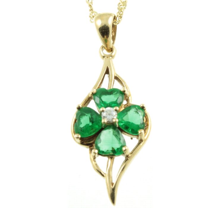 Emerald & Diamond Clover Pendant