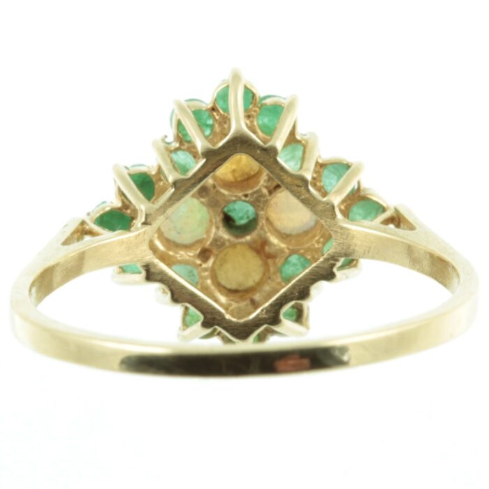 Emerald and diamond cluster ring - inside view