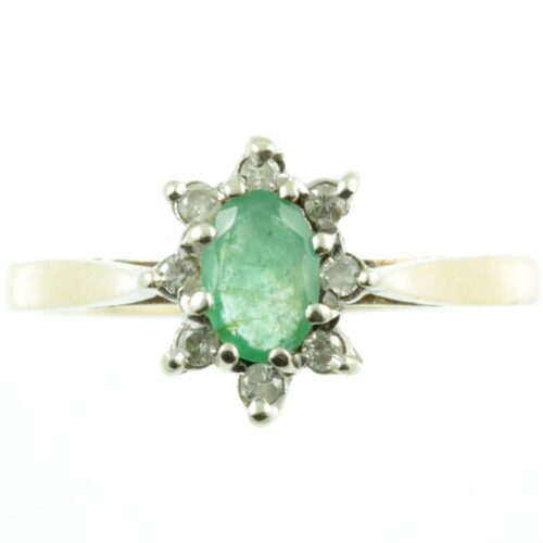 Emerald and diamond ring - front view