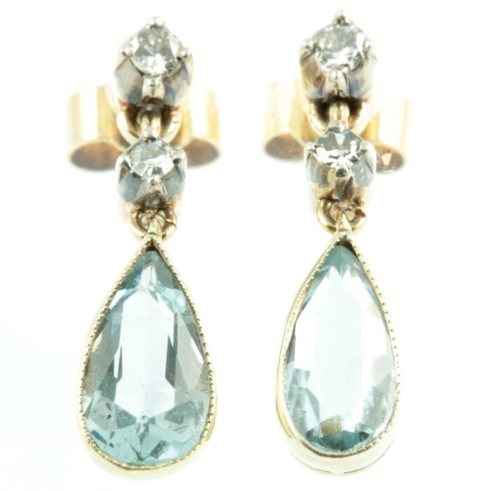 Edwardian Aquamarine and diamond earrings
