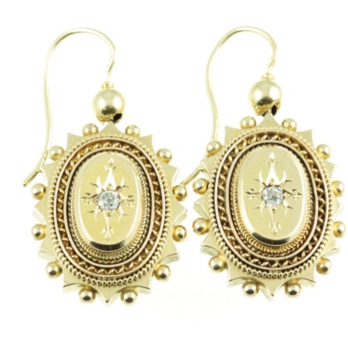Victorian 15ct gold and diamond earrings