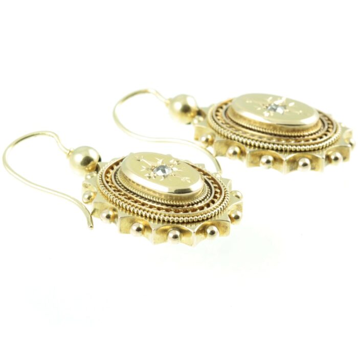 Victorian 15ct gold and diamond earrings