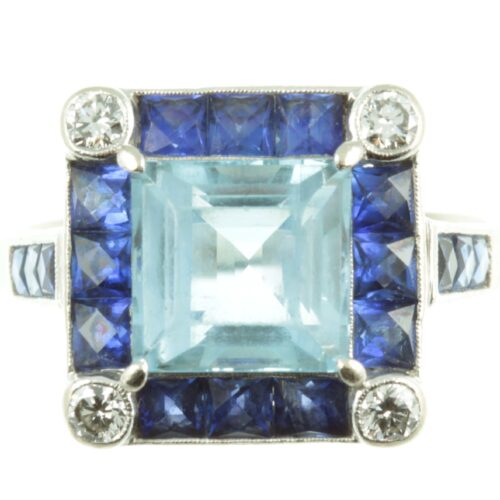 Aquamarine & Sapphire Ring