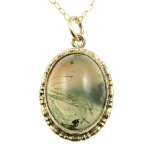 9ct gold moss agate pendant