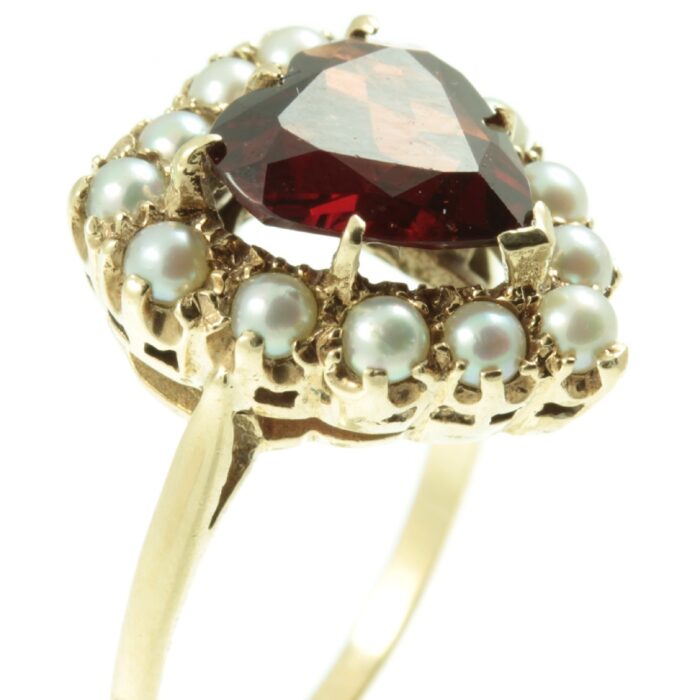Edwardian Garnet and Pearl Ring