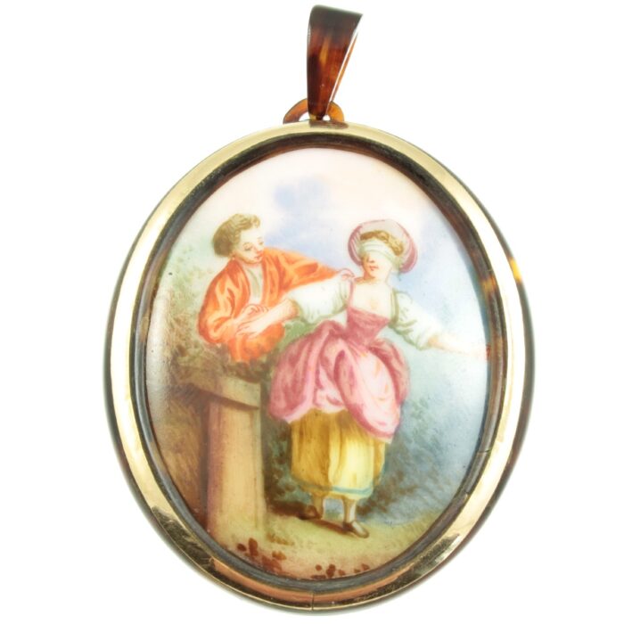 Victorian Tortoise shell cameo earrings and pendant