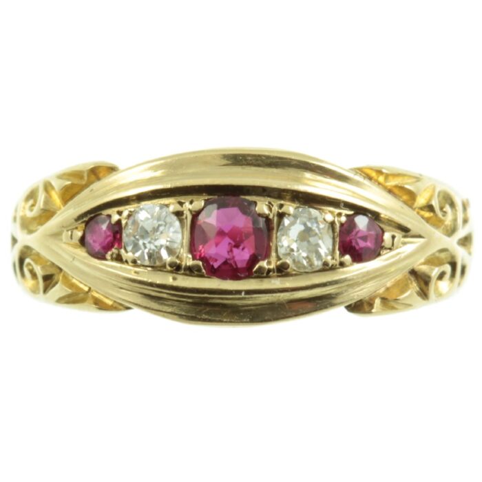 Edwardian 18ct gold ruby and diamond ring