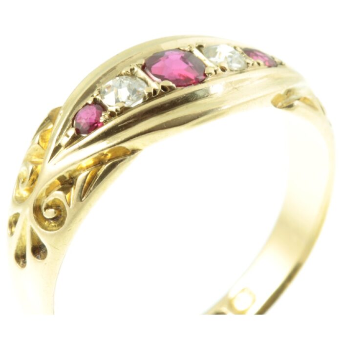 Edwardian 18ct gold ruby and diamond ring