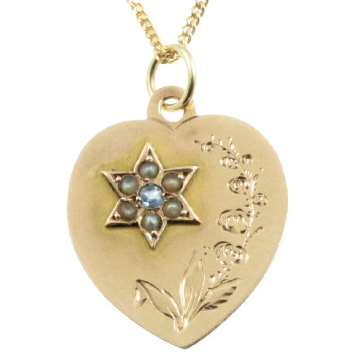 Edwardian 9ct gold heart pendant