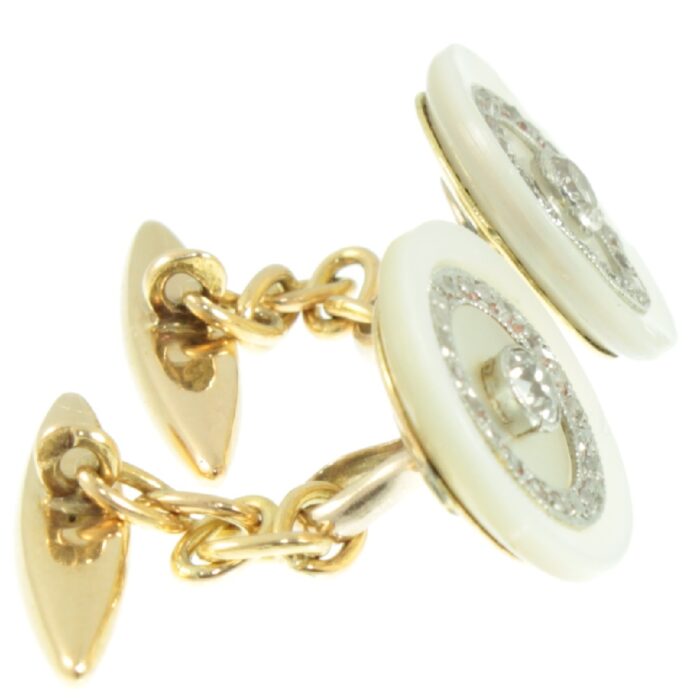 Edwardian Mother of Pearl and Diamond Cufflinks