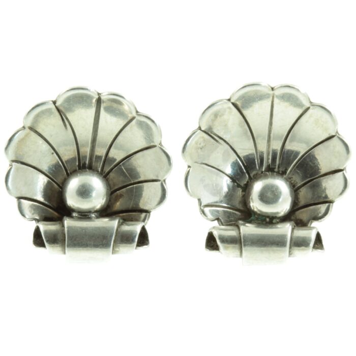Georg Jensen Silver Clam Earrings
