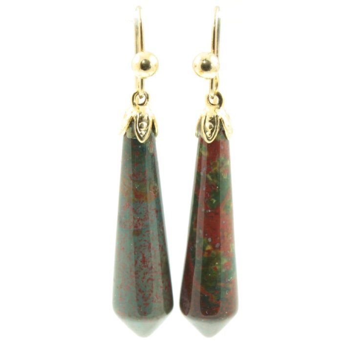 Victorian 9ct Gold and Bloodstone Earrings