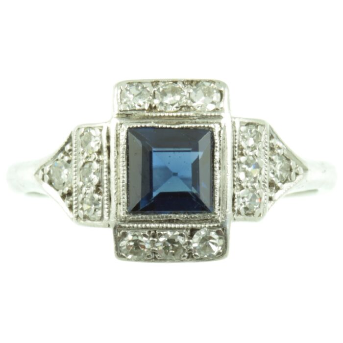 Art Deco Style Sapphire and Diamond ring