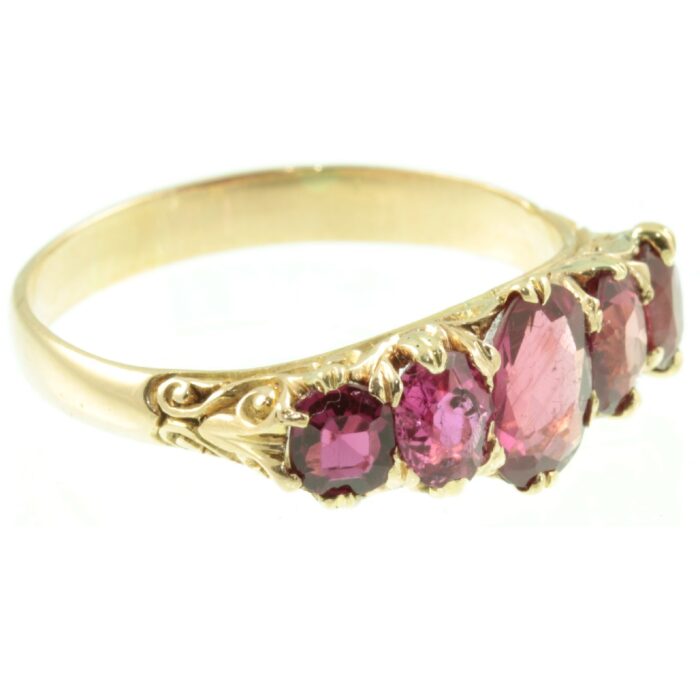 Edwardian five stone ruby ring