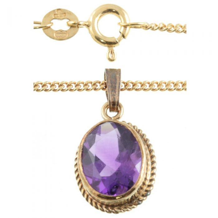 9ct gold Amethyst pendant Necklace