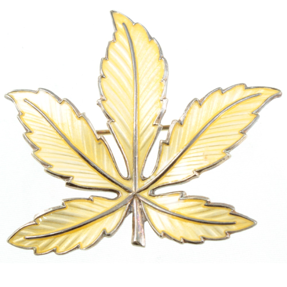 Norway Silver and Enamel Leaf Brooch
