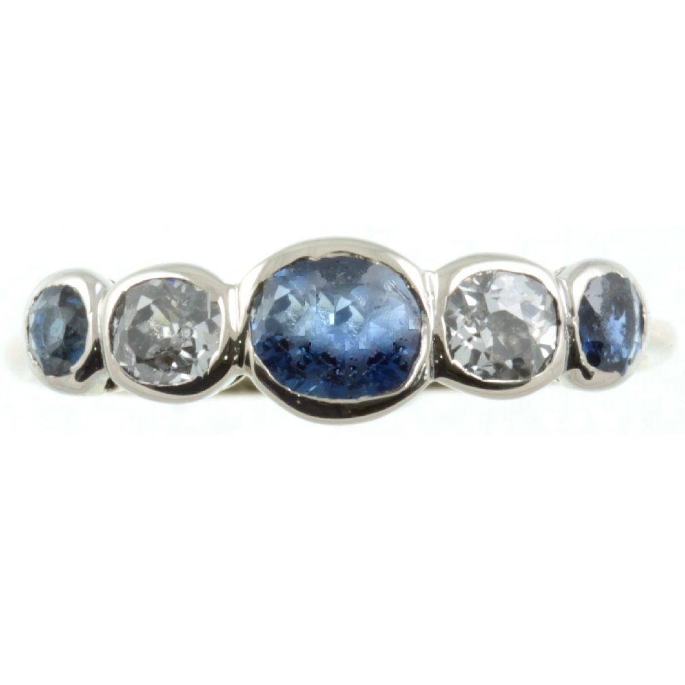 Sapphire and Diamond five stone ring
