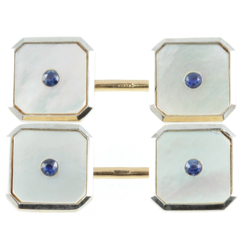 Sapphire and Mother of Pearl Cufflinks