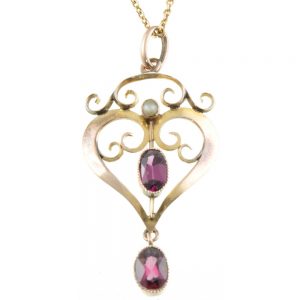 garnet and peridot pendant necklace